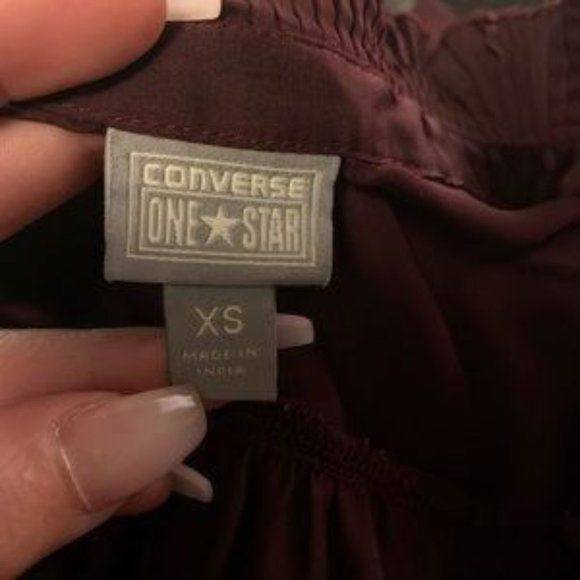 Converse One Star Burgundy Button Ruffle Top, XS - Picture 4 of 4